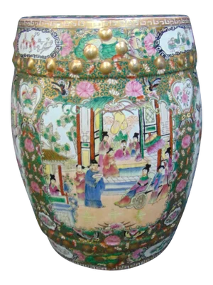 Chinese Rose Medallion Garden Seat