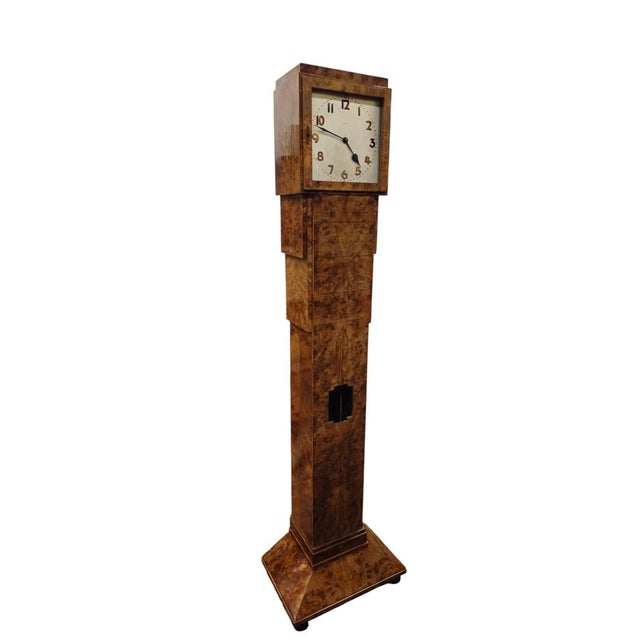 Light Yellow Art Deco Maple Longcase Clock, 1920s For Sale - Image 8 of 8
