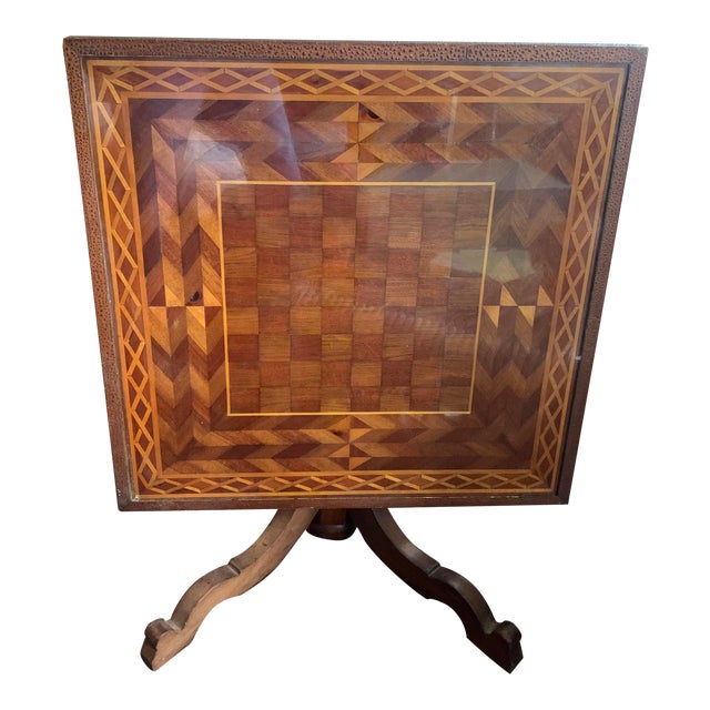 1910s American Classical Inlaid Made Flip Top Game Table For Sale