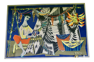 Robert Debieve, The Net Mender, 1950s, Screen Print on Canvas