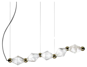 Chronos Shiny Gold Metal Pendant Lamp by Alabastro Italiano