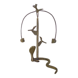 Brass Cobra Snake Cactus and Toucan Bird Kinetic Sculpture For Sale