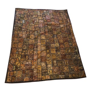 Vintage Indian Mirrored Quilt With Quilted Backing For Sale