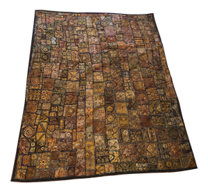Vintage Indian Mirrored Quilt With Quilted Backing