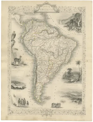 Map of South America by Rapkin, 1850s