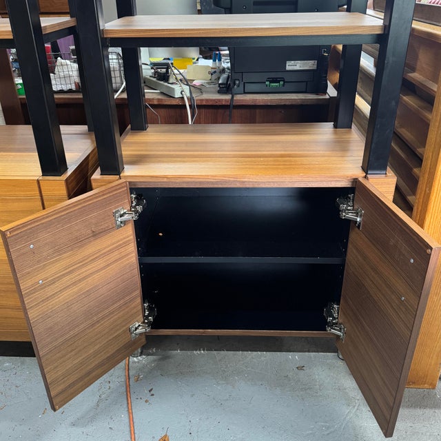 Black Late 20th Century Pair of Tall Industrial Style Executive Office Shelving Units For Sale - Image 8 of 14