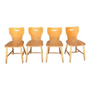 Mid 20th Century Set of 4 Swedish Birch Cottage Dining Chairs