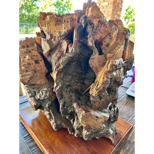 Brown Monumental Early 20th Century Olivewood Root Architectural Sculpture of Ancient Jerusalem For Sale - Image 8 of 18