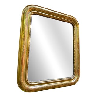 19th Century Louis XVI Stuccoed Wood Gilded with Gold Leaf Wall Mirror For Sale