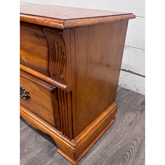 Brown Towood Lifee French Provincial Inspired Two Drawer Nightstand For Sale - Image 8 of 10