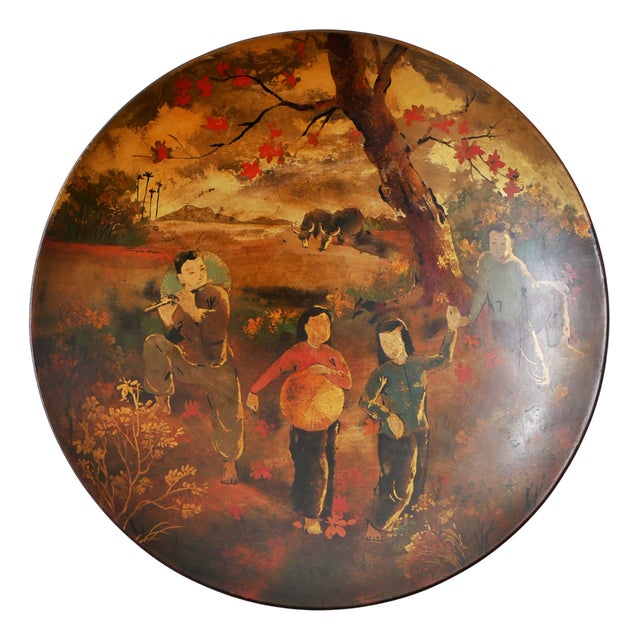 Vietnam Plate in Lacquered Wood, 1960s For Sale