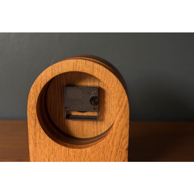 Brown Vintage Solid Walnut and Oak Studio Craft Table Clock For Sale - Image 8 of 10