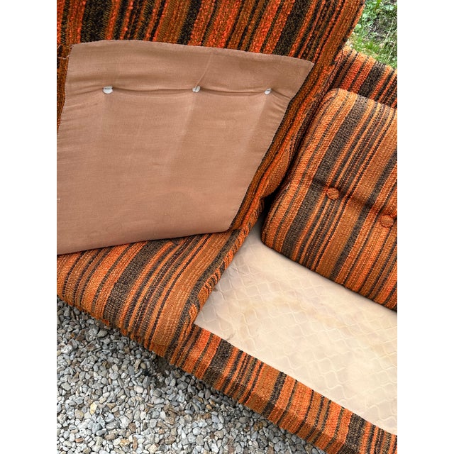 Brown Vintage Scandinavian Living Room Set in Teak and Fabric, 1970s, Set of 2 For Sale - Image 8 of 12