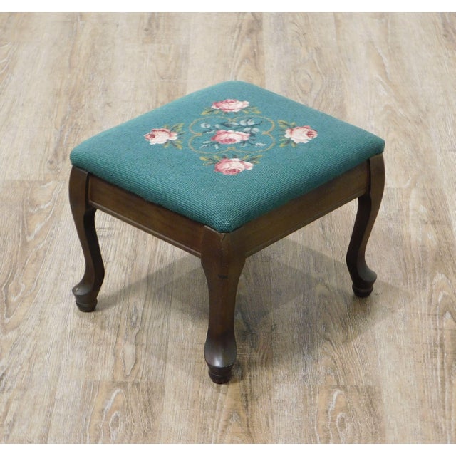 Vintage Needlepoint Small Footstool Chairish