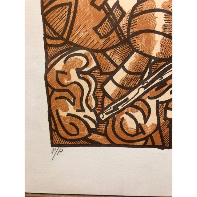 Late 20th Century Marius Sznajderman, Large Venezuelan Modernist Lithograph "The Balcony #3" Color Print, 1984 For Sale - Image 5 of 6