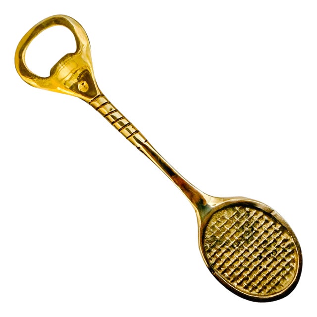 Vintage French Brass Tennis Racket Bottle Opener For Sale