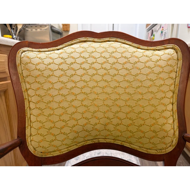 Light Yellow Early 20th Century Mahogany Office Armchair With Patterned Upholstery For Sale - Image 8 of 11