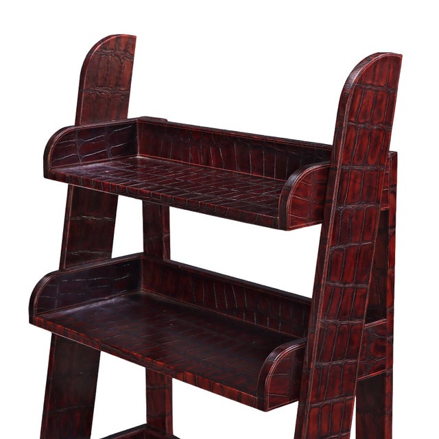 1980s American Leather-Clad Étagère or Open Bookcase, C 1980 For Sale - Image 5 of 5