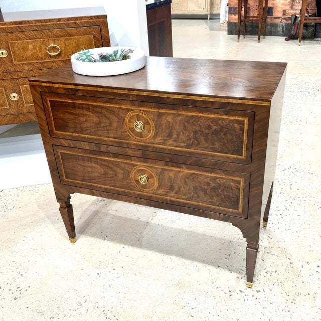 Brown Pair of Louis XVI Style Inlaid Bedside Chests For Sale - Image 8 of 8