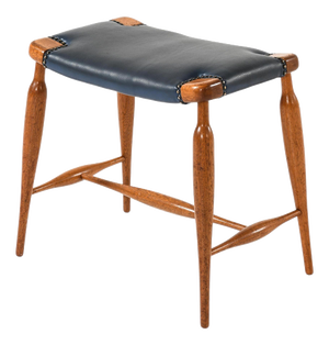 Stool in Mahogany with Brass and Leather by Josef Frank, 1950s