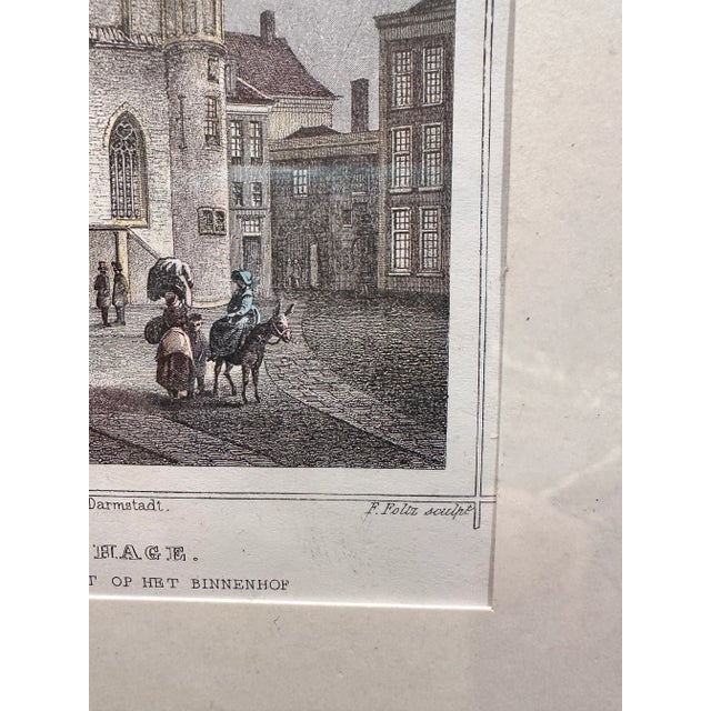 Printmaking Materials Lithograph Colored Print the Hague Netherlands Binnenhof For Sale - Image 7 of 10