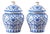 Vintage Chinoiserie Blue and White Porcelain Ginger Jars With Lid-Set of 2 For Sale
