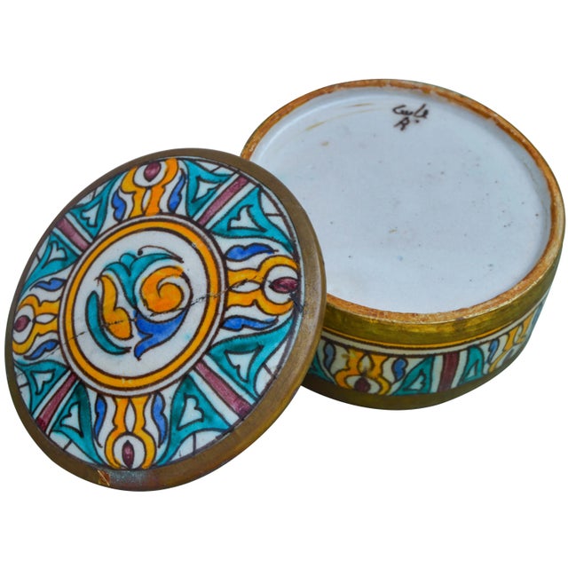 Early 20th Century Handmade Moorish Box W/ Brass Inlay For Sale - Image 5 of 6