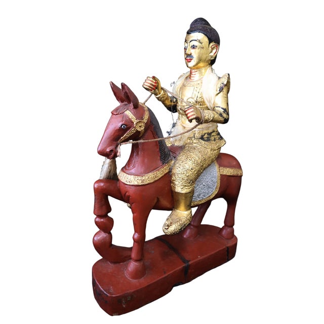 Antique Burmese Statue of Nat on Horseback For Sale - Image 9 of 16