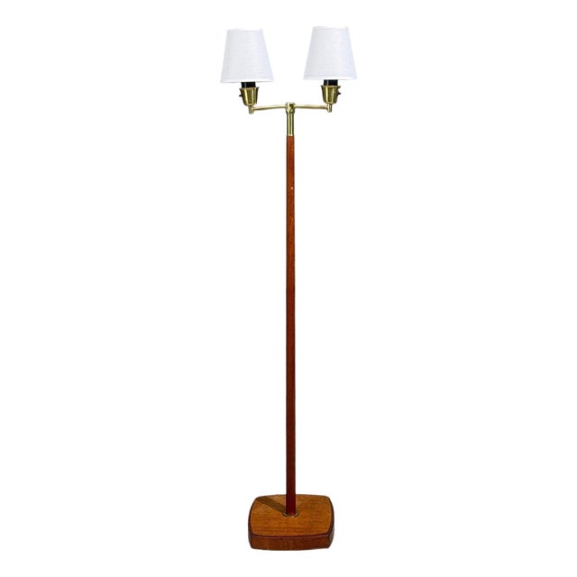Swedish Modern, Floor Lamp, Teak, Brass, Sweden, 1960s For Sale