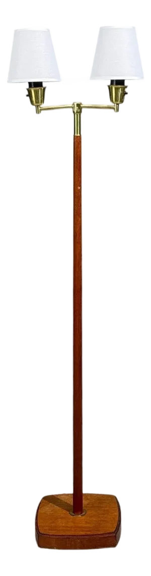 Swedish Modern, Floor Lamp, Teak, Brass, Sweden, 1960s