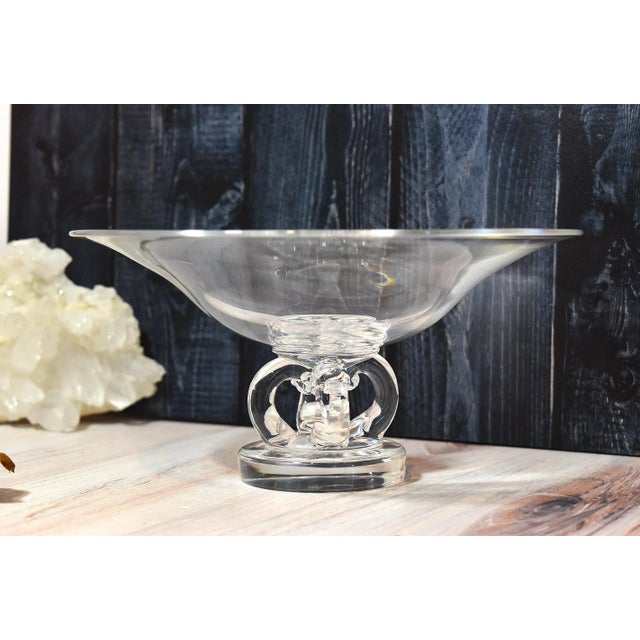1950s #7884 Steuben Scrolled Footed Tazza Pedestal Glass Bowl Mid Century Modern For Sale - Image 14 of 17