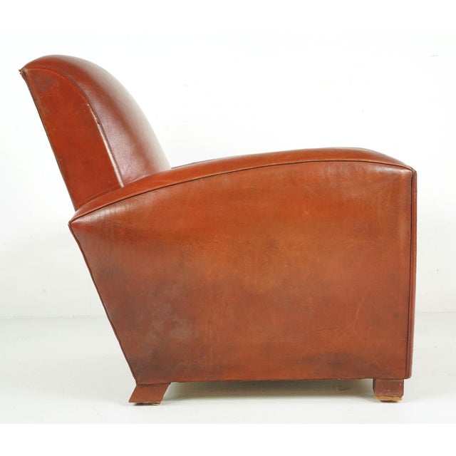 Pair of Original French Art Deco Style Leather Club Chairs For Sale In New York - Image 6 of 11
