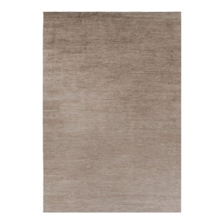 Rug & Kilim’s Oversized Modern Textural Rug in Brown, White and Beige Striae - 13x19 For Sale