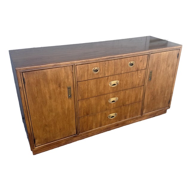 Vintage Campaign Credenza by Drexel For Sale