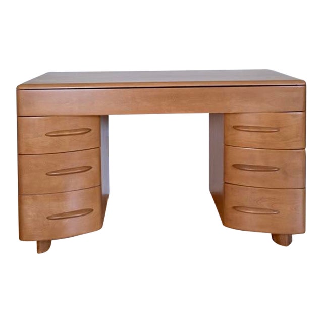 1950s Solid Birch Heywood Wakefield Desk For Sale