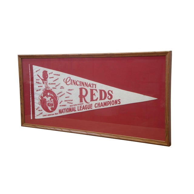 Mid-Century Modern 1975 Cincinnati Reds National League Champions Big Red Machine Pennant 34" For Sale - Image 3 of 6