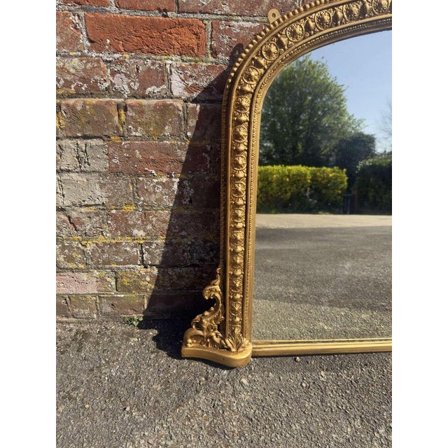 Antique English Arched Top Gilt Overmantle Mirror, 1800s For Sale - Image 4 of 7