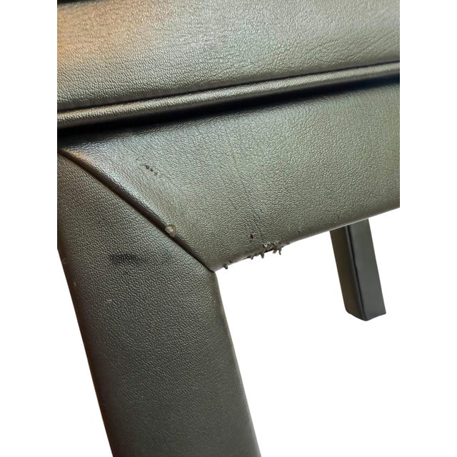 Mid 20th Century Faux Leather Black Parsons Style Stool For Sale - Image 11 of 12