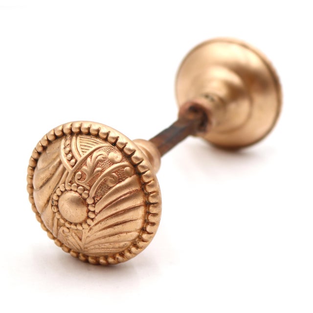 Metal 1890s Corbin Roanoke Polished Brass Interior Door Knob Set For Sale - Image 7 of 8
