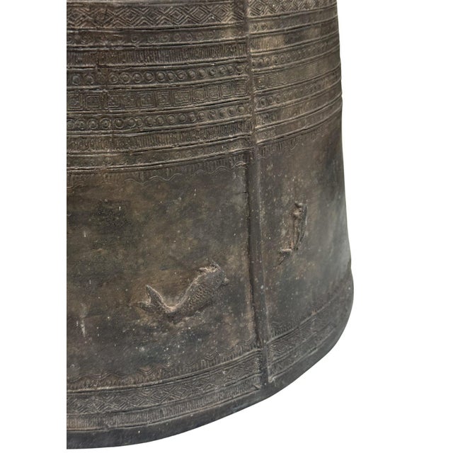 Cast Bronze Rain Drum With Elaborate Detail Patina Finish For Sale - Image 9 of 13