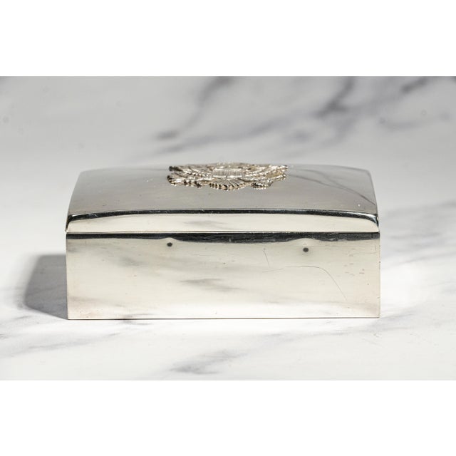 Mid Century Vintage Sterling Silver Box Eagle Emblem Desk Keepsake Box Luxury Home Decor For Sale In New York - Image 6 of 14