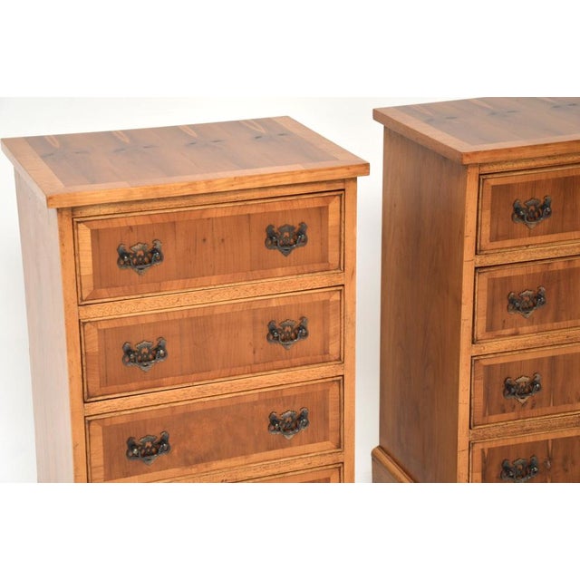 Brown Antique Georgian Yew Wood Bedside Chests, 1950s, Set of 2 For Sale - Image 8 of 11