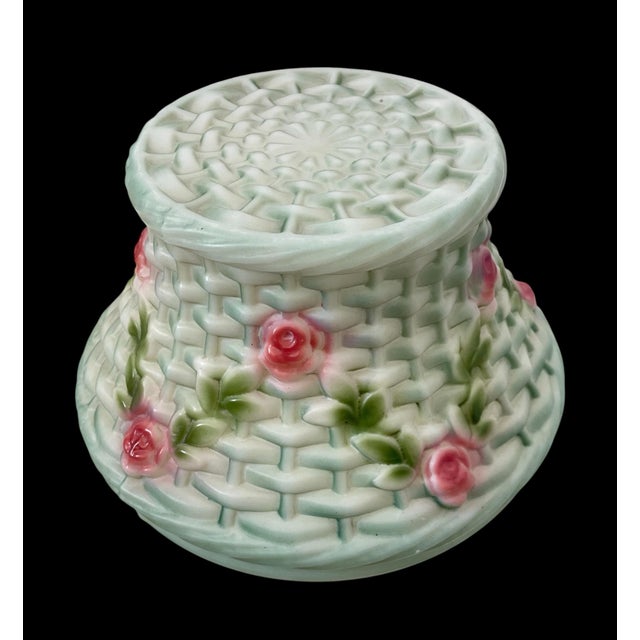 1920s Rare Phoenix/Consolidate Hand Painted Glass Basket Lamp Shade Nicholas Kopp For Sale - Image 11 of 12