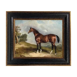Portrait of Sultan in Landscape Framed Oil Painting Print on Canvas in Leather-Look Black and Antiqued Gold Frame