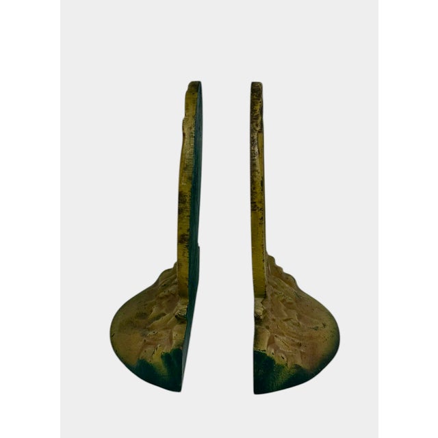 1920s 1920’s Cast Iron Bookends Handpainted Enamel Finish Oval Shape Basket Filled With Flowers Motif - A Pair For Sale - Image 5 of 12