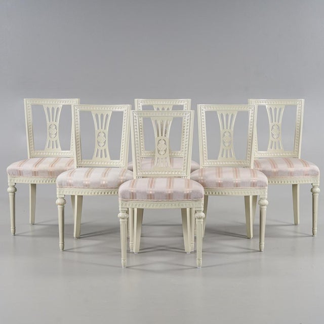 Ivory Gustavian Chairs, 1950s, Set of 6 For Sale - Image 8 of 8