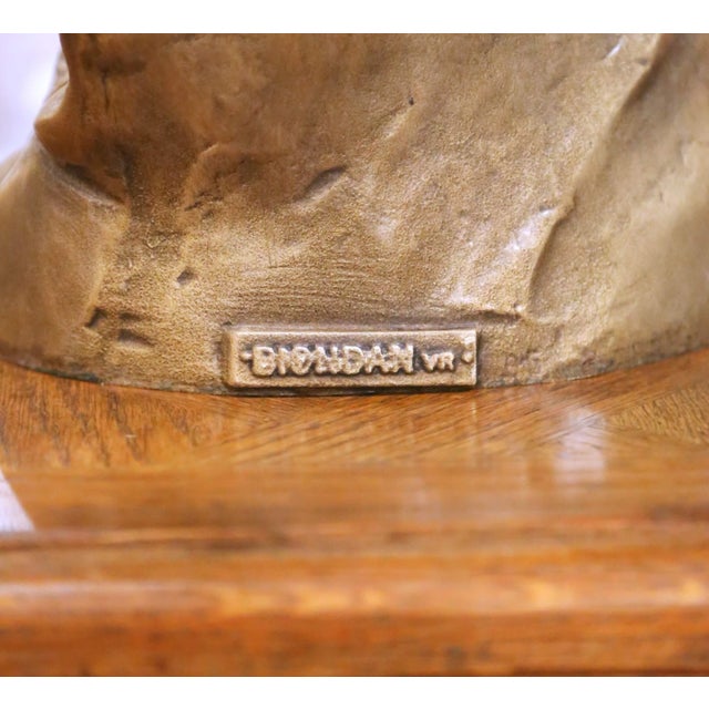 Mid-Century Italian Patinated Bronze Virgin Mary Sculpture by Biondan For Sale - Image 4 of 9