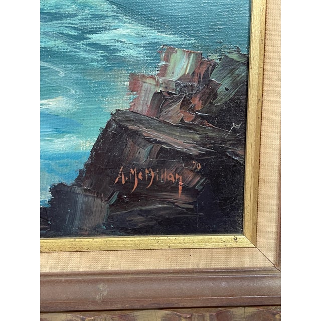 1970s Artist Signed 1970’s American Seascape Oil Painting For Sale - Image 5 of 6