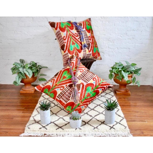 Silk velvet Ikat floor pillow is a must-have! It brightens up the room instantly and the colors and patterns are...