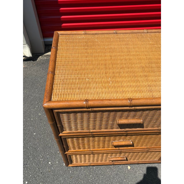 Wood Vintage 1970’s 72”Faux Bamboo Credenza Dresser For Sale - Image 7 of 10